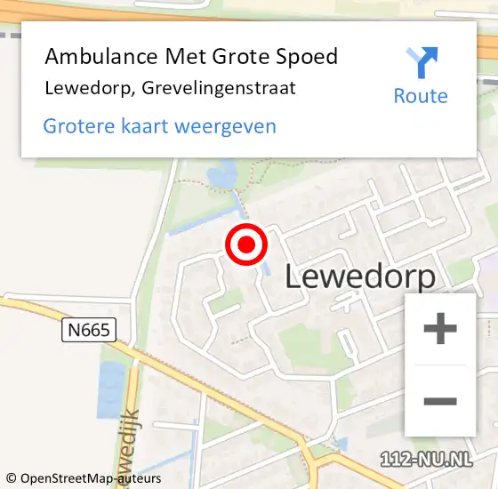 Locatie op kaart van de 112 melding: Ambulance Met Grote Spoed Naar Lewedorp, Grevelingenstraat op 16 februari 2017 18:17