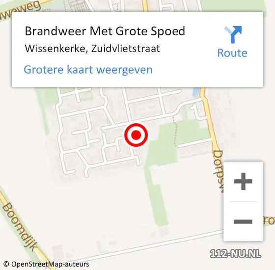 Locatie op kaart van de 112 melding: Brandweer Met Grote Spoed Naar Wissenkerke, Zuidvlietstraat op 16 februari 2017 19:21