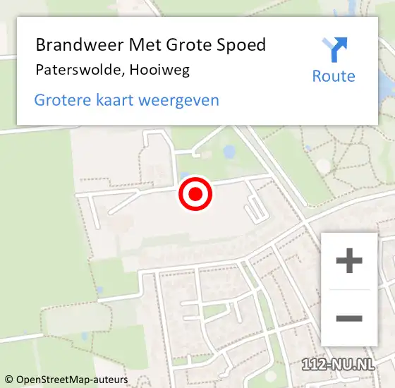 Locatie op kaart van de 112 melding: Brandweer Met Grote Spoed Naar Paterswolde, Hooiweg op 16 februari 2017 19:34