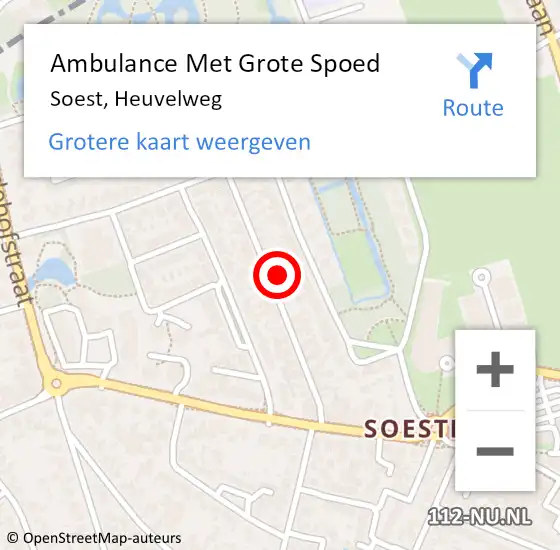 Locatie op kaart van de 112 melding: Ambulance Met Grote Spoed Naar Soest, Heuvelweg op 16 februari 2017 19:35