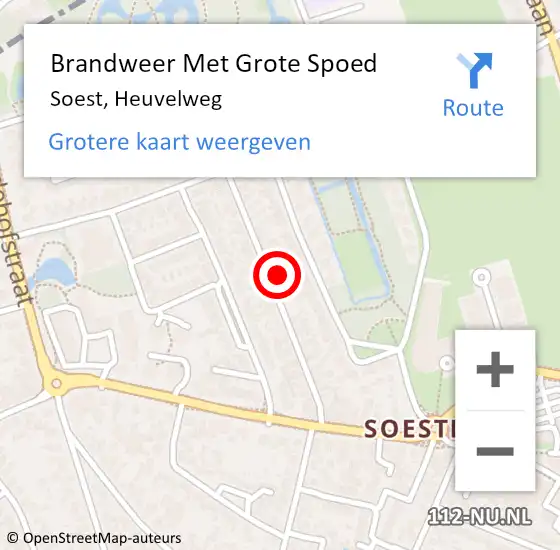 Locatie op kaart van de 112 melding: Brandweer Met Grote Spoed Naar Soest, Heuvelweg op 16 februari 2017 19:37