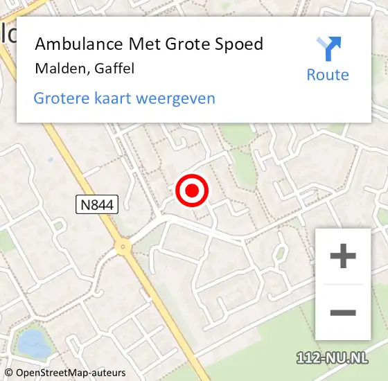 Locatie op kaart van de 112 melding: Ambulance Met Grote Spoed Naar Malden, Gaffel op 16 februari 2017 19:44