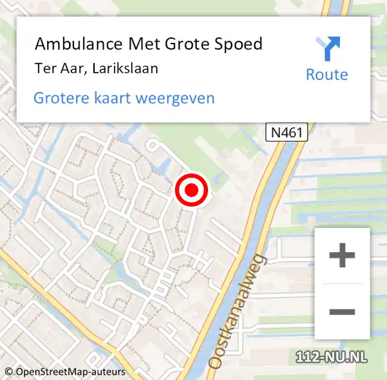 Locatie op kaart van de 112 melding: Ambulance Met Grote Spoed Naar Ter Aar, Larikslaan op 16 februari 2017 21:19