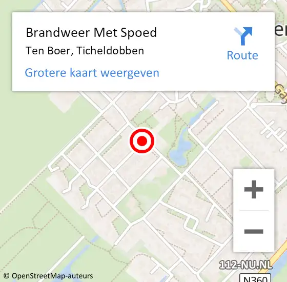 Locatie op kaart van de 112 melding: Brandweer Met Spoed Naar Ten Boer, Ticheldobben op 16 februari 2017 22:00