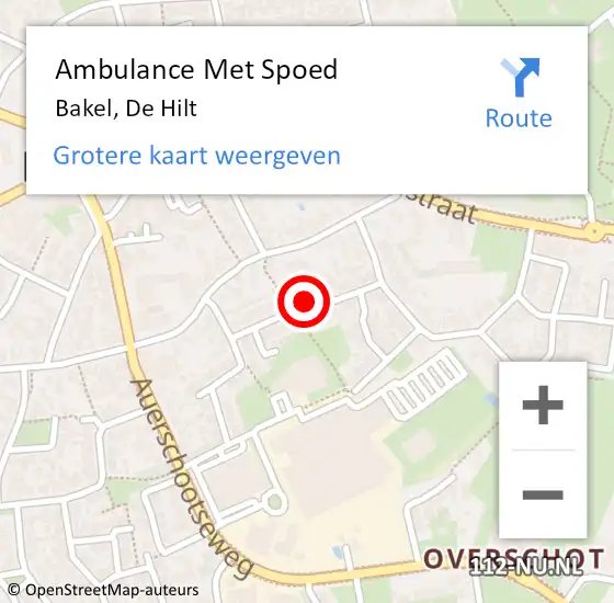 Locatie op kaart van de 112 melding: Ambulance Met Spoed Naar Bakel, De Hilt op 16 februari 2017 22:07