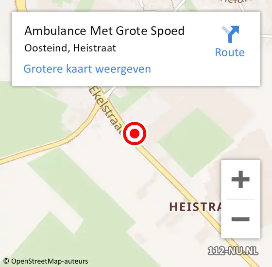 Locatie op kaart van de 112 melding: Ambulance Met Grote Spoed Naar Oosteind, Heistraat op 16 februari 2017 22:16