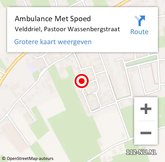 Locatie op kaart van de 112 melding: Ambulance Met Spoed Naar Velddriel, Pastoor Wassenbergstraat op 16 februari 2017 22:20