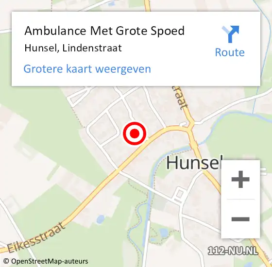 Locatie op kaart van de 112 melding: Ambulance Met Grote Spoed Naar Hunsel, Lindenstraat op 16 februari 2017 23:25