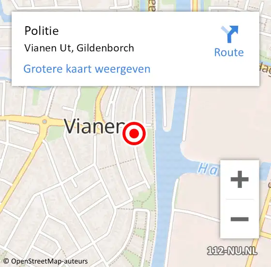 Locatie op kaart van de 112 melding: Politie Vianen Ut, Gildenborch op 11 januari 2014 10:40