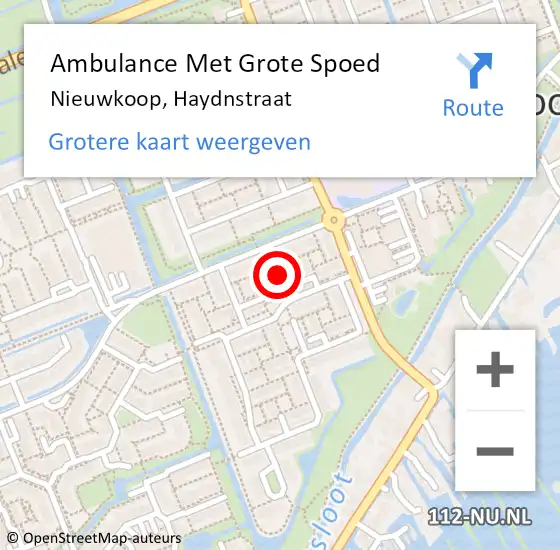 Locatie op kaart van de 112 melding: Ambulance Met Grote Spoed Naar Nieuwkoop, Haydnstraat op 17 februari 2017 01:04