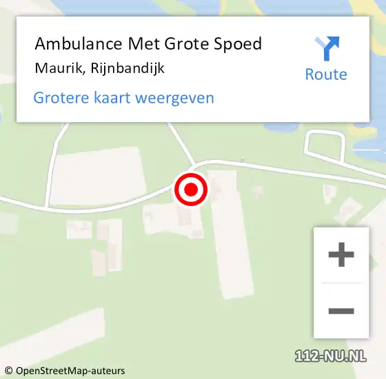 Locatie op kaart van de 112 melding: Ambulance Met Grote Spoed Naar Maurik, Rijnbandijk op 11 januari 2014 10:41