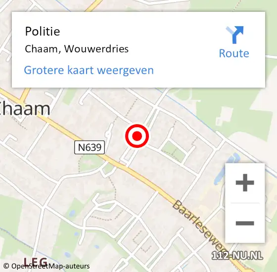 Locatie op kaart van de 112 melding: Politie Chaam, Wouwerdries op 17 februari 2017 03:16