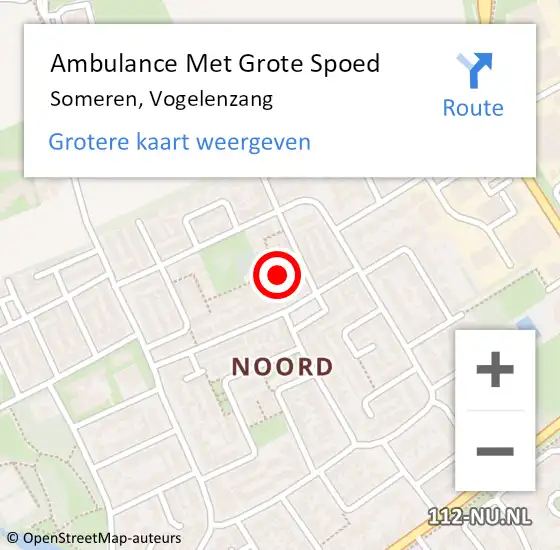 Locatie op kaart van de 112 melding: Ambulance Met Grote Spoed Naar Someren, Vogelenzang op 17 februari 2017 06:26