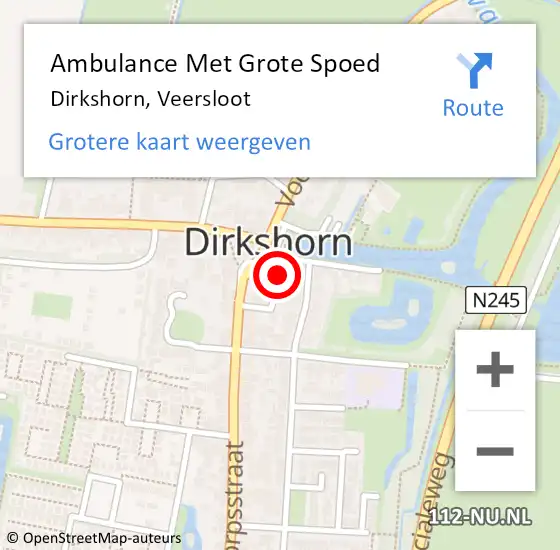 Locatie op kaart van de 112 melding: Ambulance Met Grote Spoed Naar Dirkshorn, Veersloot op 17 februari 2017 07:03