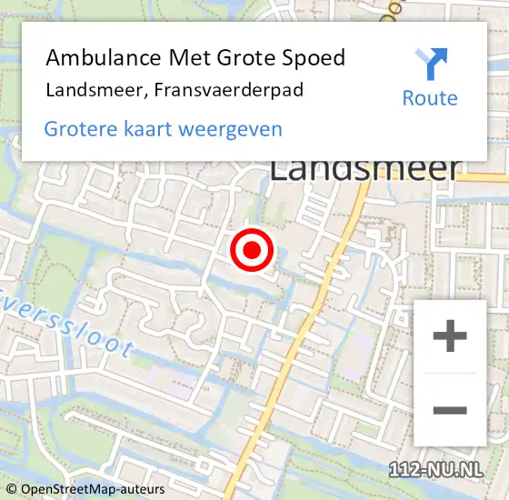 Locatie op kaart van de 112 melding: Ambulance Met Grote Spoed Naar Landsmeer, Fransvaerderpad op 17 februari 2017 07:26