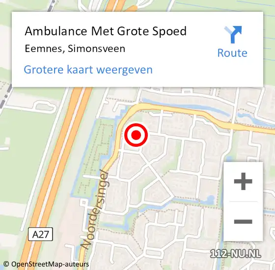 Locatie op kaart van de 112 melding: Ambulance Met Grote Spoed Naar Eemnes, Simonsveen op 17 februari 2017 09:01