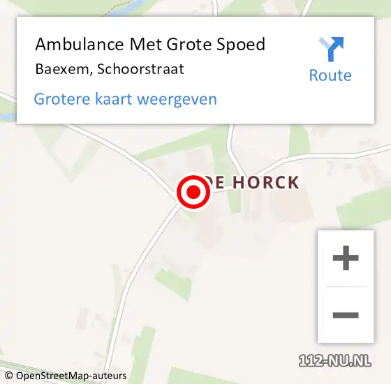 Locatie op kaart van de 112 melding: Ambulance Met Grote Spoed Naar Baexem, Schoorstraat op 17 februari 2017 09:22