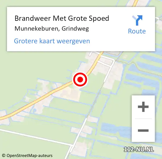 Locatie op kaart van de 112 melding: Brandweer Met Grote Spoed Naar Munnekeburen, Grindweg op 17 februari 2017 10:01