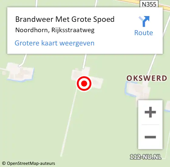 Locatie op kaart van de 112 melding: Brandweer Met Grote Spoed Naar Noordhorn, Rijksstraatweg op 17 februari 2017 10:34