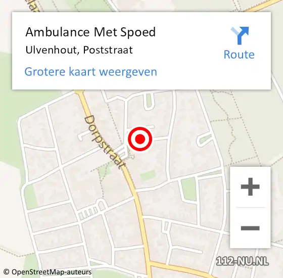 Locatie op kaart van de 112 melding: Ambulance Met Spoed Naar Ulvenhout, Poststraat op 17 februari 2017 10:49