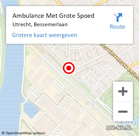 Locatie op kaart van de 112 melding: Ambulance Met Grote Spoed Naar Utrecht, Bessemerlaan op 17 februari 2017 11:31