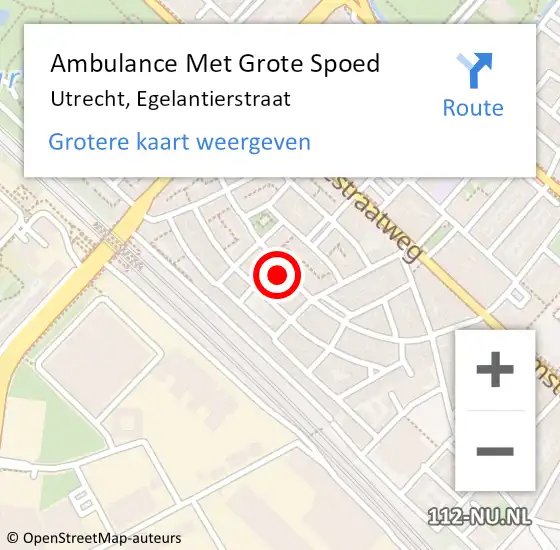 Locatie op kaart van de 112 melding: Ambulance Met Grote Spoed Naar Utrecht, Egelantierstraat op 17 februari 2017 11:37