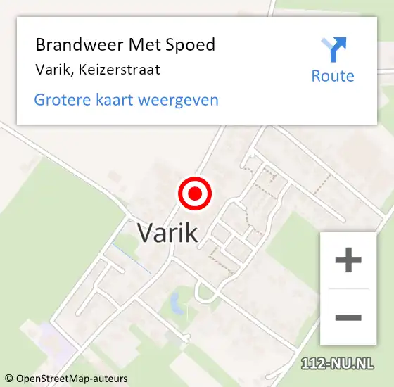 Locatie op kaart van de 112 melding: Brandweer Met Spoed Naar Varik, Keizerstraat op 17 februari 2017 11:40