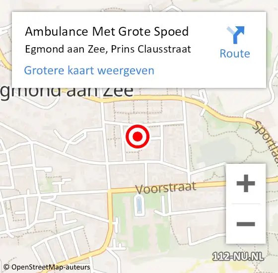 Locatie op kaart van de 112 melding: Ambulance Met Grote Spoed Naar Egmond aan Zee, Prins Clausstraat op 11 januari 2014 11:23