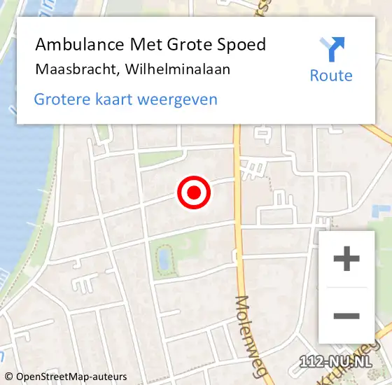 Locatie op kaart van de 112 melding: Ambulance Met Grote Spoed Naar Maasbracht, Wilhelminalaan op 17 februari 2017 12:50