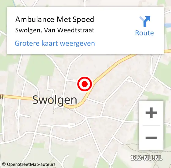 Locatie op kaart van de 112 melding: Ambulance Met Spoed Naar Swolgen, Van Weedtstraat op 17 februari 2017 13:01