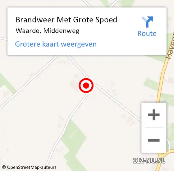 Locatie op kaart van de 112 melding: Brandweer Met Grote Spoed Naar Waarde, Middenweg op 17 februari 2017 13:22