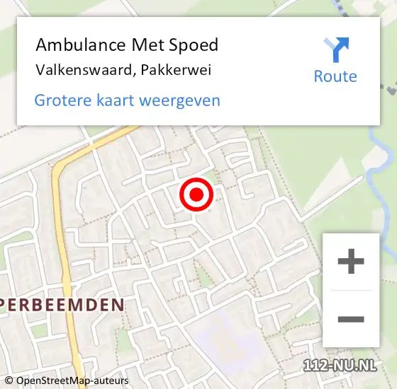 Locatie op kaart van de 112 melding: Ambulance Met Spoed Naar Valkenswaard, Pakkerwei op 17 februari 2017 13:22