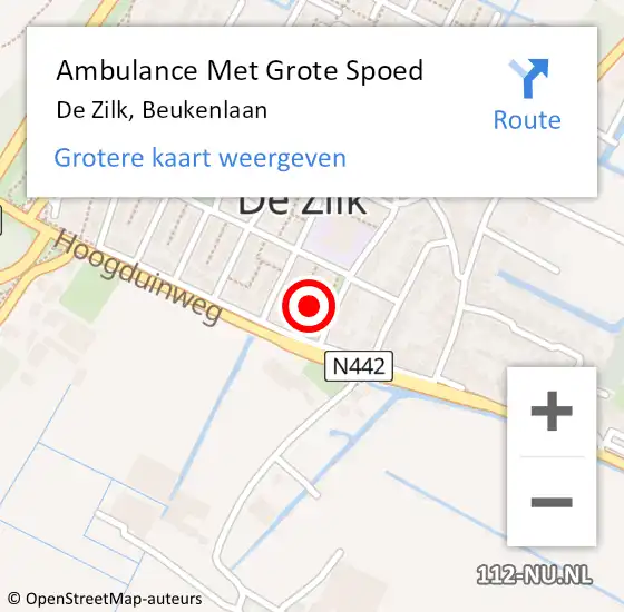 Locatie op kaart van de 112 melding: Ambulance Met Grote Spoed Naar De Zilk, Beukenlaan op 17 februari 2017 13:51