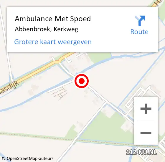 Locatie op kaart van de 112 melding: Ambulance Met Spoed Naar Abbenbroek, Kerkweg op 17 februari 2017 14:01