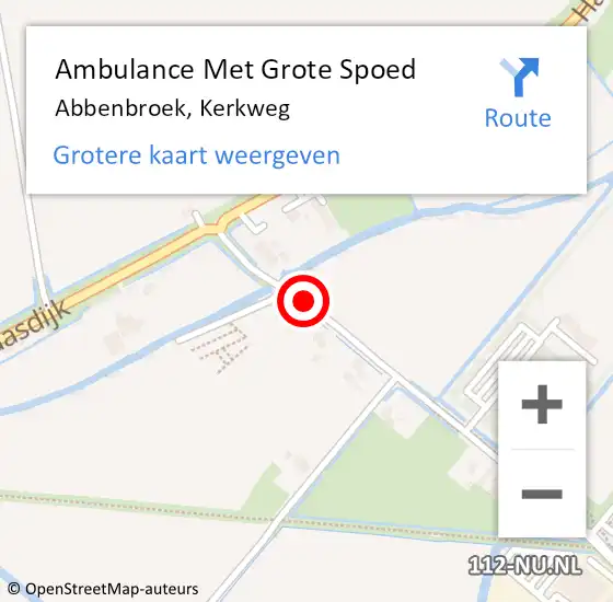 Locatie op kaart van de 112 melding: Ambulance Met Grote Spoed Naar Abbenbroek, Kerkweg op 17 februari 2017 14:05