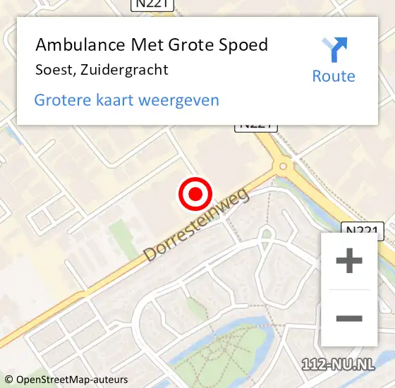 Locatie op kaart van de 112 melding: Ambulance Met Grote Spoed Naar Soest, Zuidergracht op 17 februari 2017 15:02