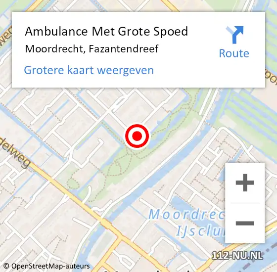 Locatie op kaart van de 112 melding: Ambulance Met Grote Spoed Naar Moordrecht, Fazantendreef op 17 februari 2017 15:04