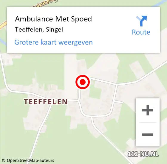 Locatie op kaart van de 112 melding: Ambulance Met Spoed Naar Teeffelen, Singel op 17 februari 2017 15:11