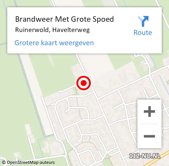 Locatie op kaart van de 112 melding: Brandweer Met Grote Spoed Naar Ruinerwold, Havelterweg op 17 februari 2017 15:22