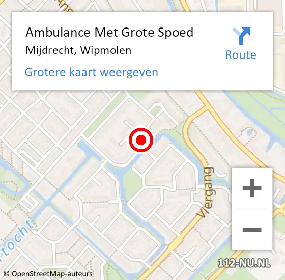 Locatie op kaart van de 112 melding: Ambulance Met Grote Spoed Naar Mijdrecht, Wipmolen op 17 februari 2017 15:42