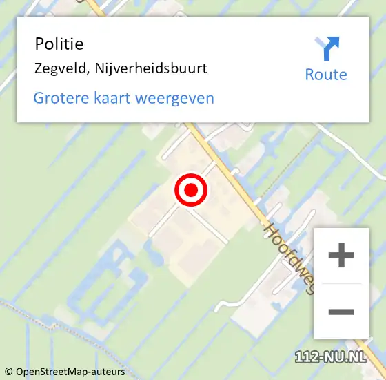 Locatie op kaart van de 112 melding: Politie Zegveld, Nijverheidsbuurt op 11 januari 2014 11:57