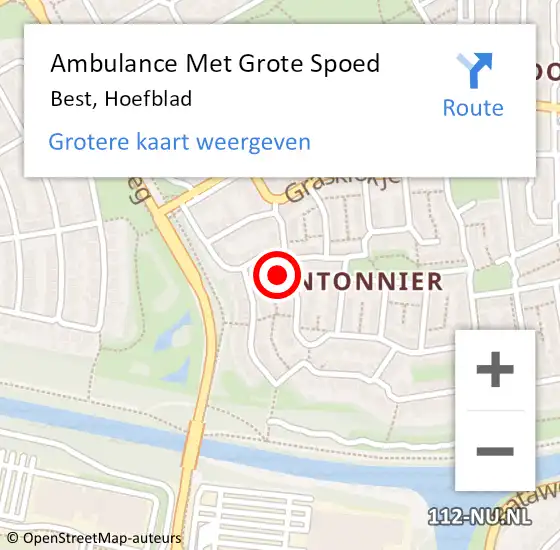 Locatie op kaart van de 112 melding: Ambulance Met Grote Spoed Naar Best, Hoefblad op 17 februari 2017 16:36