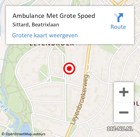 Locatie op kaart van de 112 melding: Ambulance Met Grote Spoed Naar Sittard, Beatrixlaan op 11 januari 2014 11:59