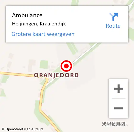 Locatie op kaart van de 112 melding: Ambulance Heijningen, Kraaiendijk op 17 februari 2017 16:54