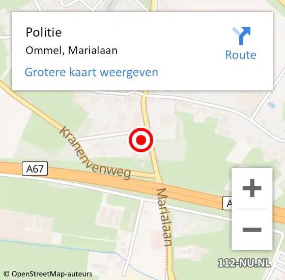 Locatie op kaart van de 112 melding: Politie Ommel, Marialaan op 17 februari 2017 17:05