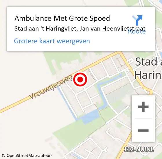 Locatie op kaart van de 112 melding: Ambulance Met Grote Spoed Naar Stad aan 't Haringvliet, Jan van Heenvlietstraat op 17 februari 2017 17:32