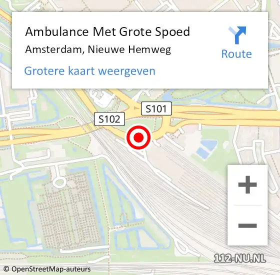 Locatie op kaart van de 112 melding: Ambulance Met Grote Spoed Naar Amsterdam, Nieuwe Hemweg op 17 februari 2017 17:33
