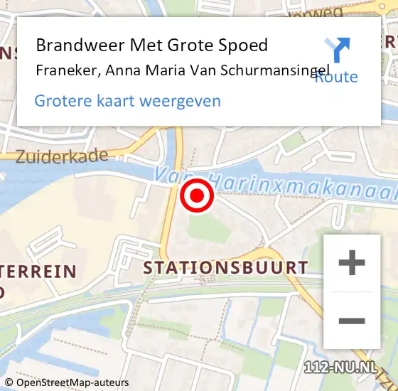 Locatie op kaart van de 112 melding: Brandweer Met Grote Spoed Naar Franeker, Anna Maria Van Schurmansingel op 17 februari 2017 18:33