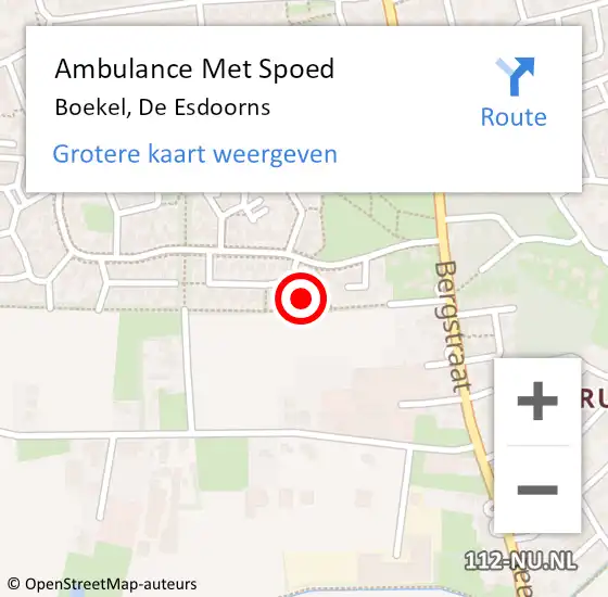 Locatie op kaart van de 112 melding: Ambulance Met Spoed Naar Boekel, De Esdoorns op 17 februari 2017 19:06