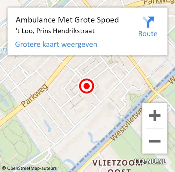 Locatie op kaart van de 112 melding: Ambulance Met Grote Spoed Naar 't Loo, Prins Hendrikstraat op 11 januari 2014 12:15